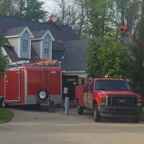 SK Roofing repair trucks